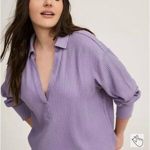 Torrid Waffle Collared Drop Shoulder Top 4x NWT